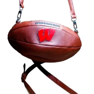 University of Wisconsin Football Shaped Womens Handbag/Shoulder Bag Leather